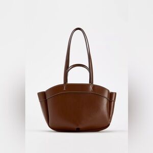 Zara- Classic Brown Leather Tote Bag